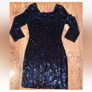 Justfab Womens Dress Black Mini Bedazzled Long Sleeve Pullover size small